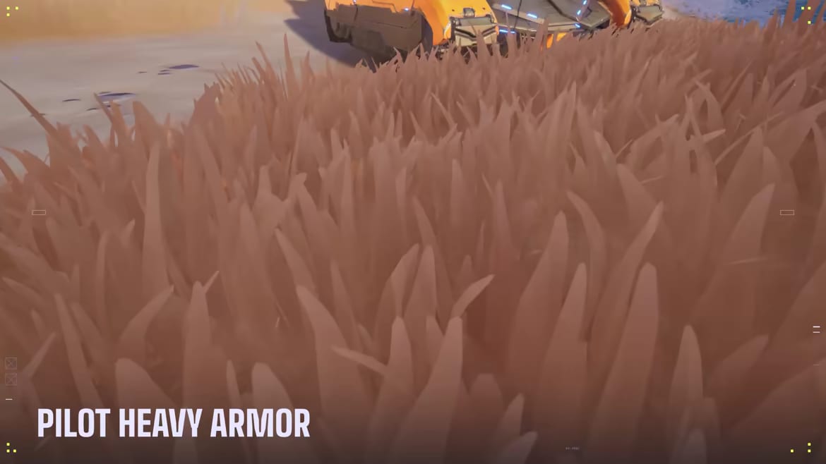 Official Tyr still of a yellow armored hull on grass with unique silhouette